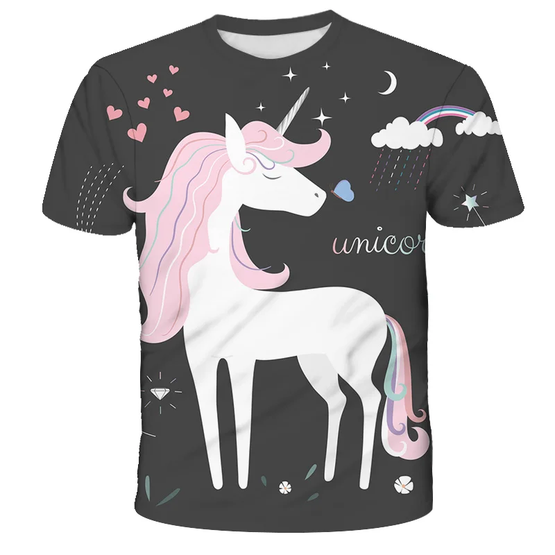 

Boys clothing unicorn beautiful pony T-shirt pony 3d printed children's T-shirt summer girl clothes fashion children top