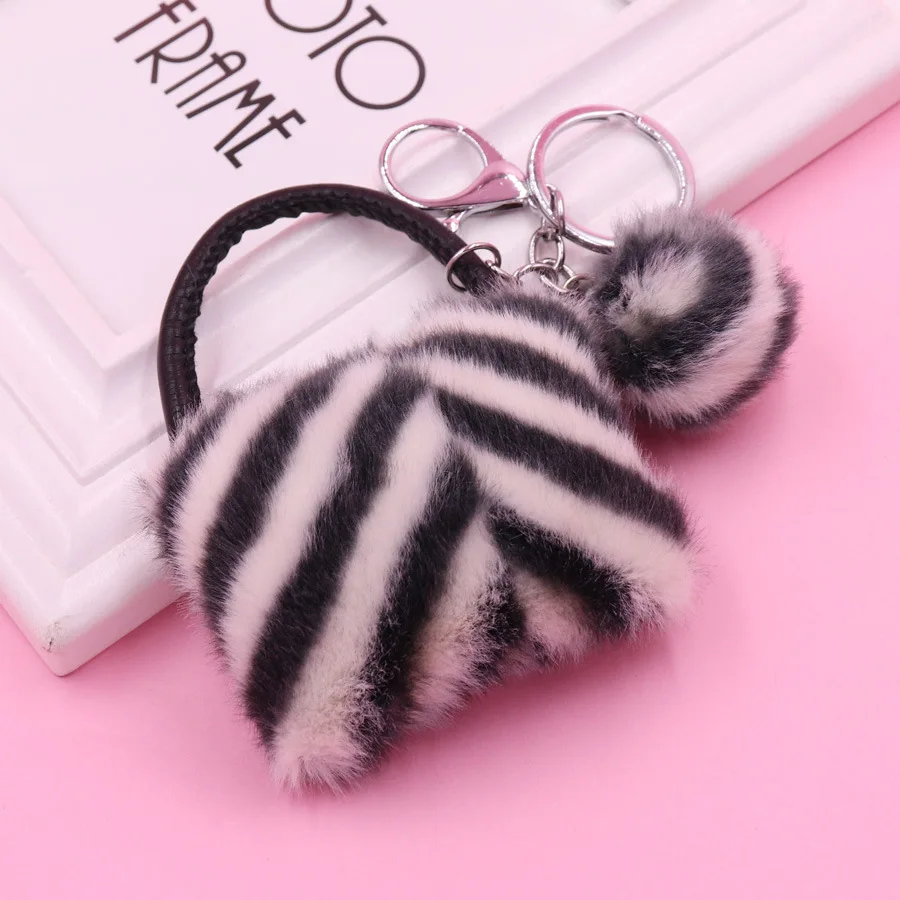 

New Creative Keychain Mini Ladies Handbag Bag Shape Key Rings Pendant Candy Color Striped Pocket Wallet Boutique Key Chains