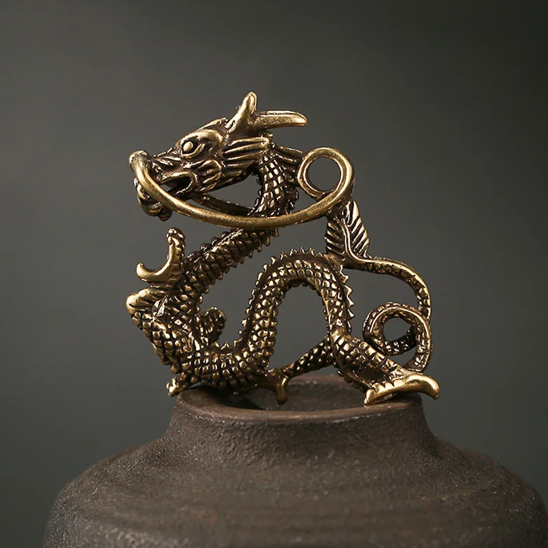 Брелок для ключей в медном стиле с китайским зодиаком драконом животным |