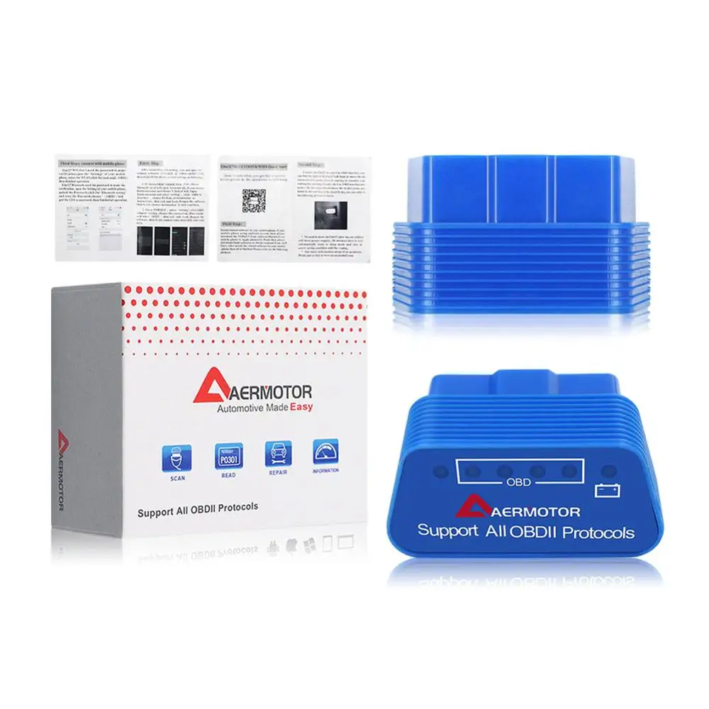 Aermotor ELM327 V1.5 OBD2 Поддержка 9 протоколов автомобильный диагностический тестер