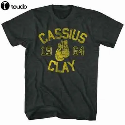 

Muhammad Ali Mens Short Sleeve T-Shirt Black Heather Cassius Clay Graphic Tee;