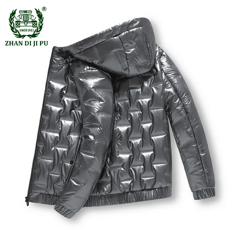 

Winter Bubble Padded Down Hooded Jackets Mens Thicken Warm Silver Waterproof Bright Parkas Jacket Male Casual Coats Big Size 5XL