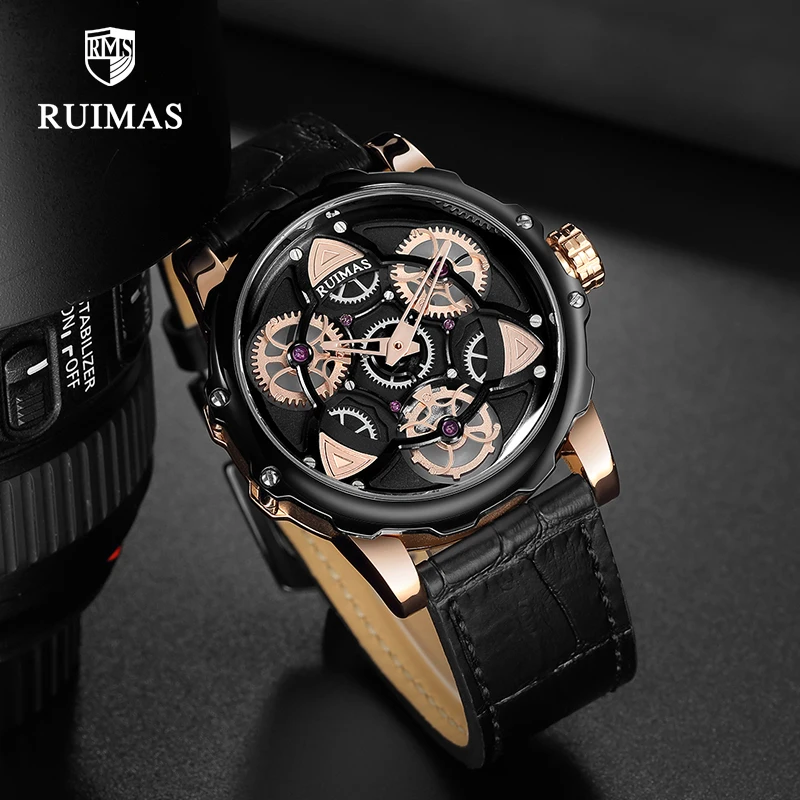 Мужские наручные часы RUIMAS Кварцевые водонепроницаемые с вращающимся