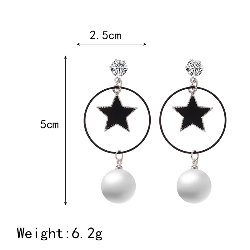 Корейские циркониевые серьги черные геометрические круглые висячие в виде