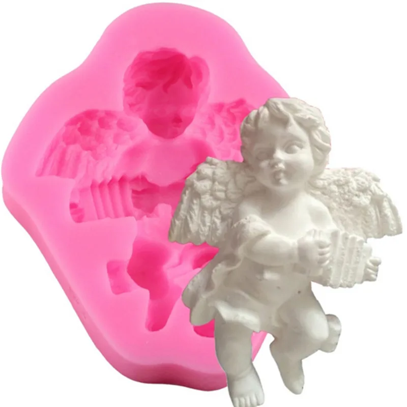 

New Arrival Cute Angel Boy With Electronic Organ Shape 3D Silicone Cake Mold Fondant Cake Tools For Cupcake