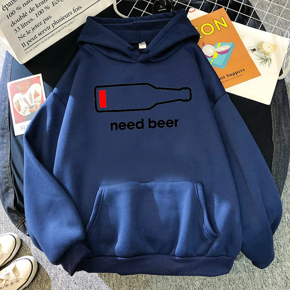 

Осенние мужские пуловеры с забавным принтом и надписью Need Beer, уличные модные повседневные спортивные костюмы для мужчин, свободная Теплая Ф...