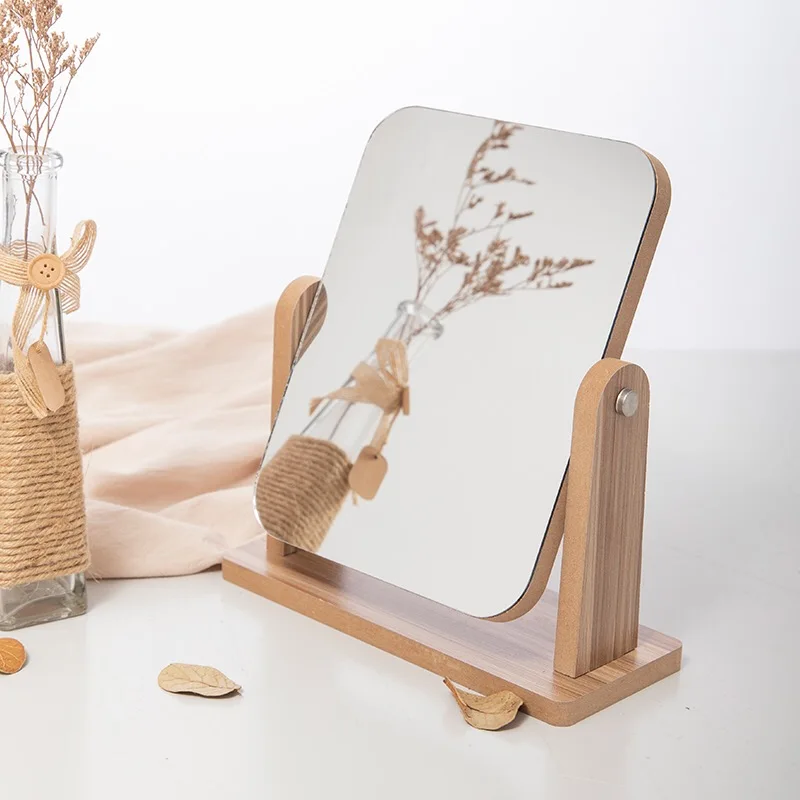 Деревянное зеркало для макияжа туалетный столик вращающееся на 360 ° туалетного