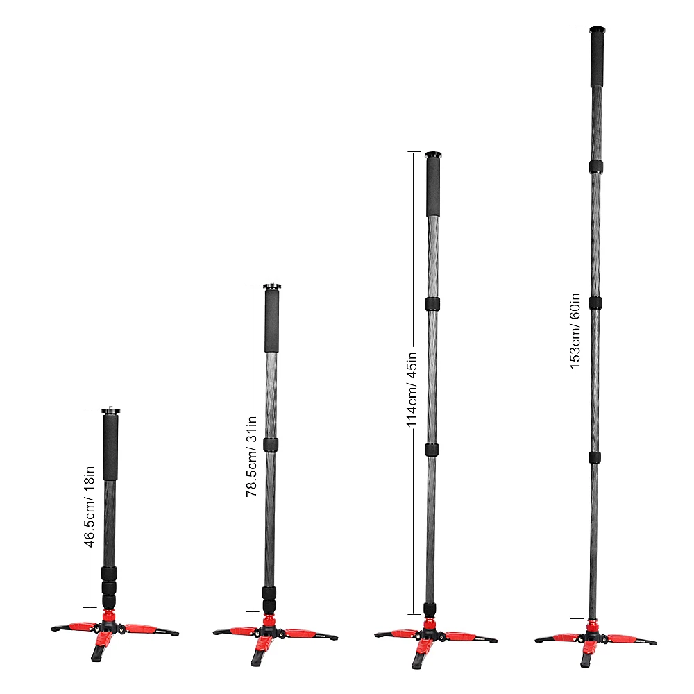 Монопод из углеродного волокна 4 секции Регулируемая Портативная подставка с
