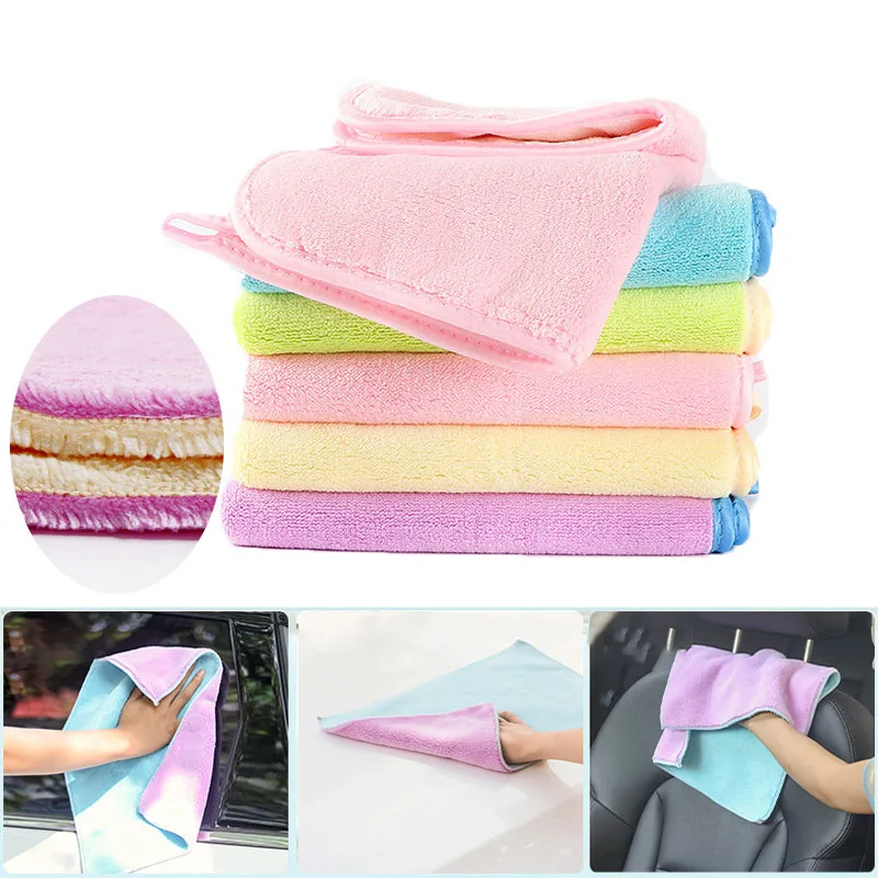 

Творческие толстые флисовые тряпки кораллового цвета, двусторонние аксессуары для автомобиля, бытовые инструменты для уборки, кухонное по...