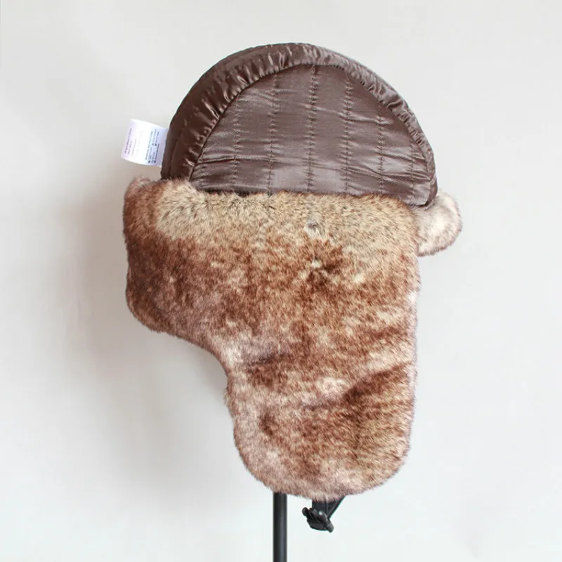 

Winter bomber hat For Men faux fur russian hat ushanka Thick Warm cap with ear flaps