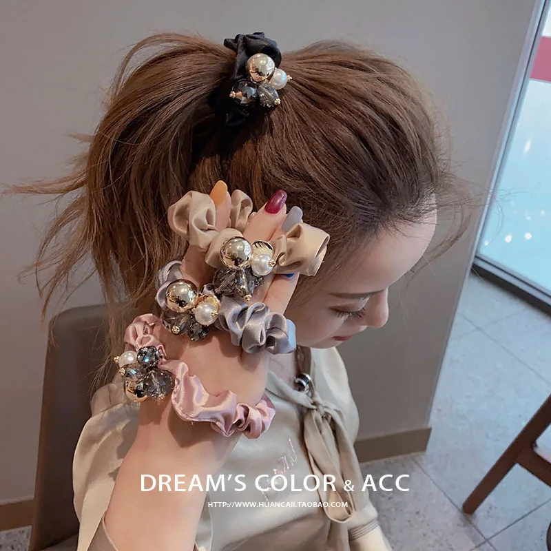 

Кольцо для волос с большим кишечником, Женская Корейская сетчатая красная стандартная резинка для волос, французская атласная обтягивающа...