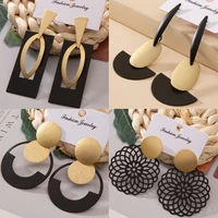 new korean acrylic womens earrings statement retro geometry gold black pendant earrings 2021 womens wedding fashion jewelry