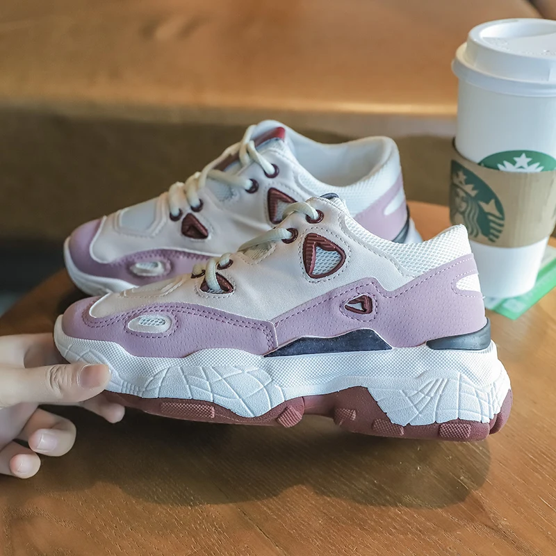 На 6 см 2019 осень Для женщин Повседневное спортивные папа изящная обувь кроссовки