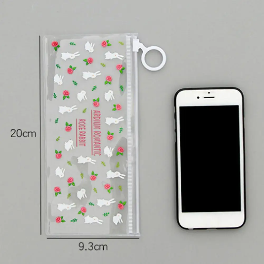 

Pencil Bags Rabbit Fox Flower Transparent Pencilcase Pen Storage Bag Pouch School Stationery Office School Supplies