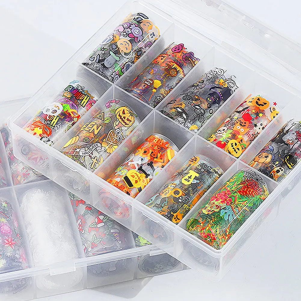 

3 Boxes 30 Rolls Halloween Nail Art Decal Foil Transfer Sticker Tips Wrap DIY Manicure Decorate Nvalentines Day Nail Decals Sets