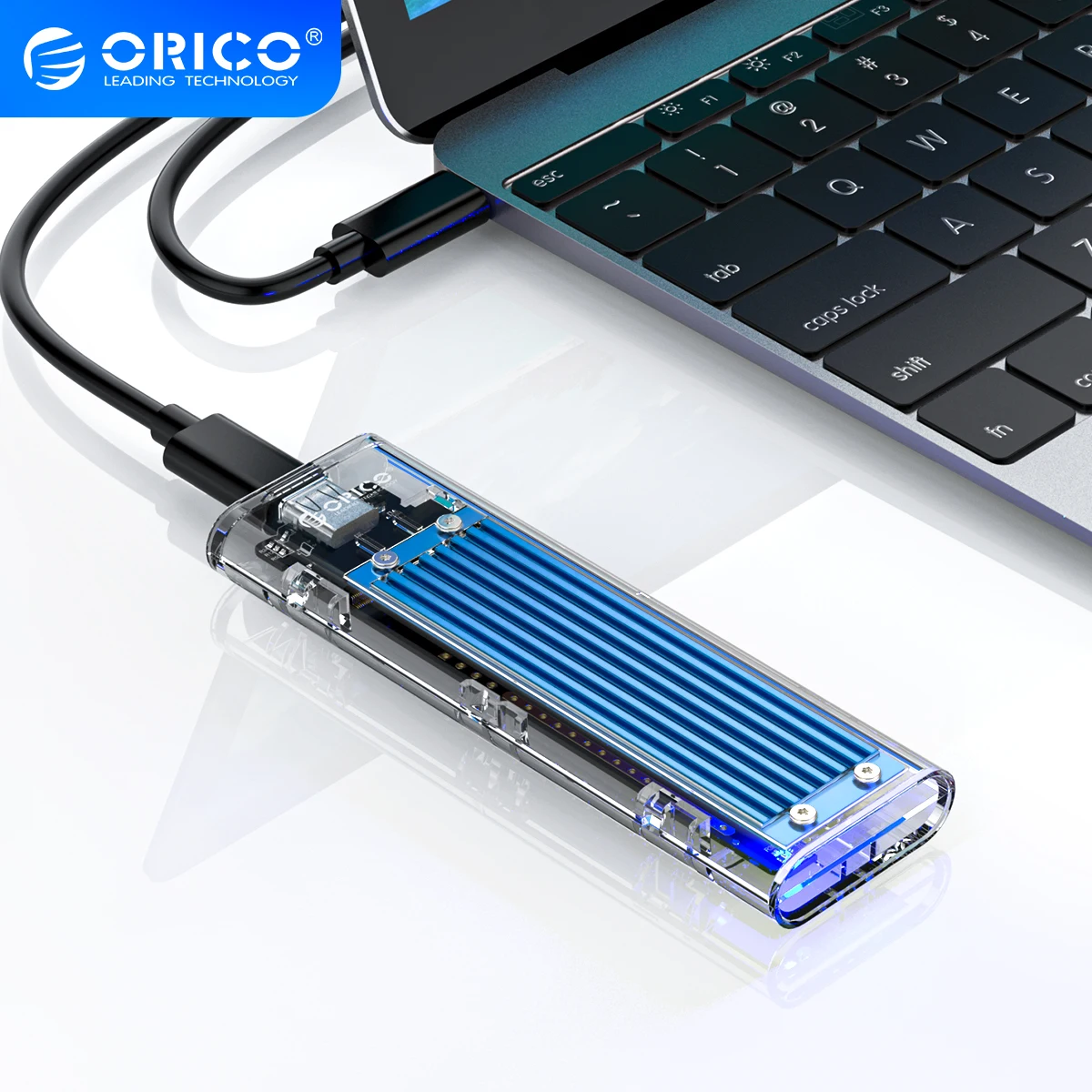 Rígido para Nvme M.2 para Usb tipo c Orico Case Nvme Gabinete Transparente Disco Pcie Ngff Sata m – b Chave m2 Ssd