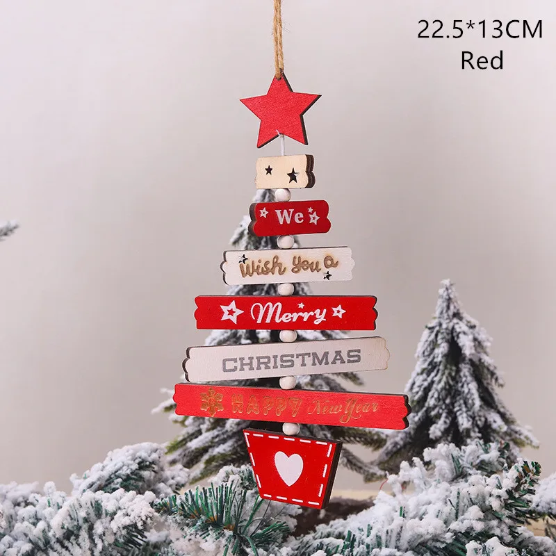 Red Navidad Рождественская елка, украшение автомобиля, деревянная подвесная подвеска, лося, рождественские украшения для дома, год, Noel, подарок на день рождения - Цвет: Red