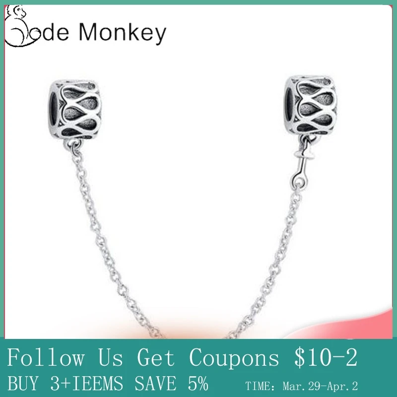 CodeMonkey защитная цепочка амулеты оригинал 3 мм браслет 100% Настоящее серебро 925