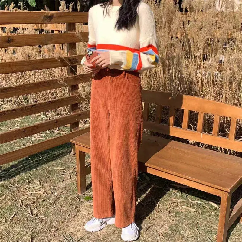 Alien Kitty прямые однотонные вельветовые для отдыха и офиса женские 2020 стильные