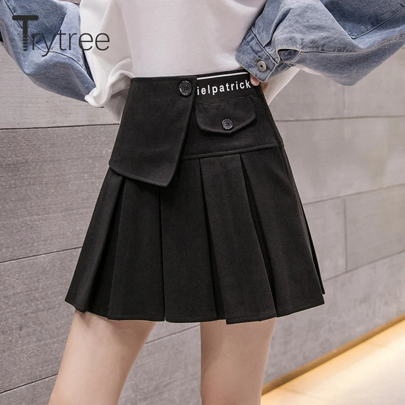 Женская плиссированная юбка Trytree повседневная клетчатая мини-юбка