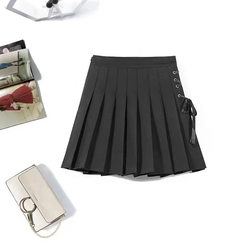 

JK short skirt fashion trend new wild tie skirt Korean style college style short a line skirt ins sexy net red free delivery CA1
