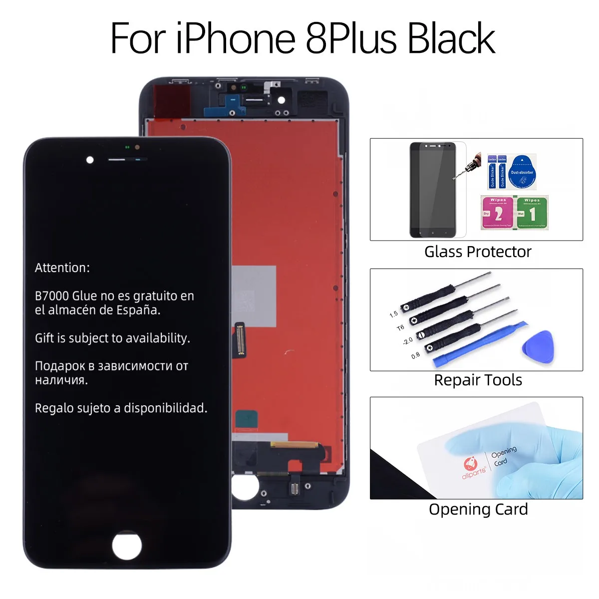 Amoled дисплей для iphone 8 lcd с 3D кодирующий преобразователь сенсорного экрана в сборе Замена для iphone 8plus lcd - Цвет: Black 8 Plus