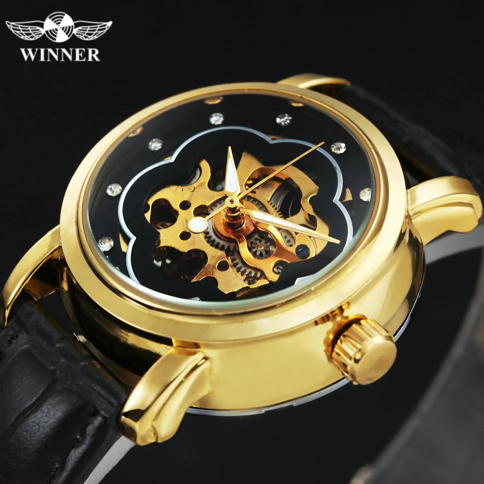 Часы скелетоны WINNER женские механические Модные Повседневные Элегантные