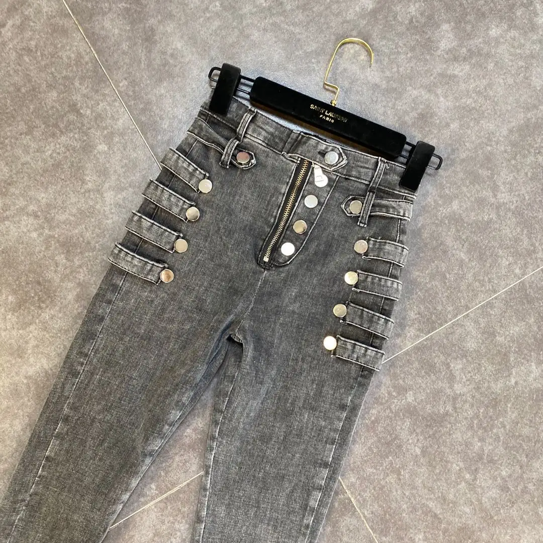 DEAT 2021 Осенние Новые поступления винтажные длинные джинсовые штаны с высокой