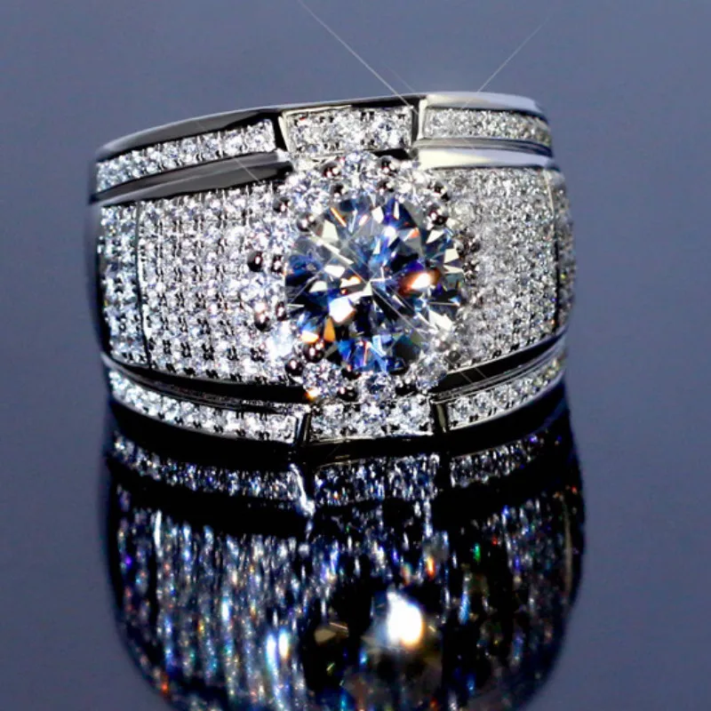 

Fashion Unisex Shiny Full AAA Zircon Ring Inlaid Crystal Rhinestone Ring for Women Men Party Wedding Engagement Bridal Jewelry