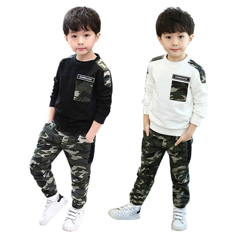 

2PCS Toddler Kid Baby Boy Clothes T-shirt Tops Camo Pants Trousers Outfits Autumn Camouflage Children Clothes Set