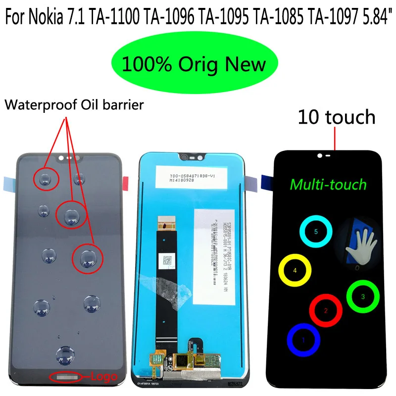 Shyueda ips Оригинальная Новинка AAA+ 5,8" для Nokia 7,1 TA-1100 TA-1096 TA-1095 TA-1085 TA-1097 ЖК-дисплей сенсорный экран дигитайзер - Цвет: Black without frame