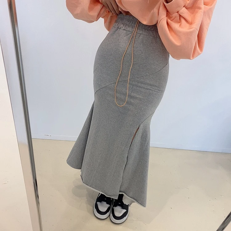 

Vintage Slim High Waist Split Mermaid Skirts Summer Women Mid-length Bag Hip Lady Casual Mujer Faldas Fashion