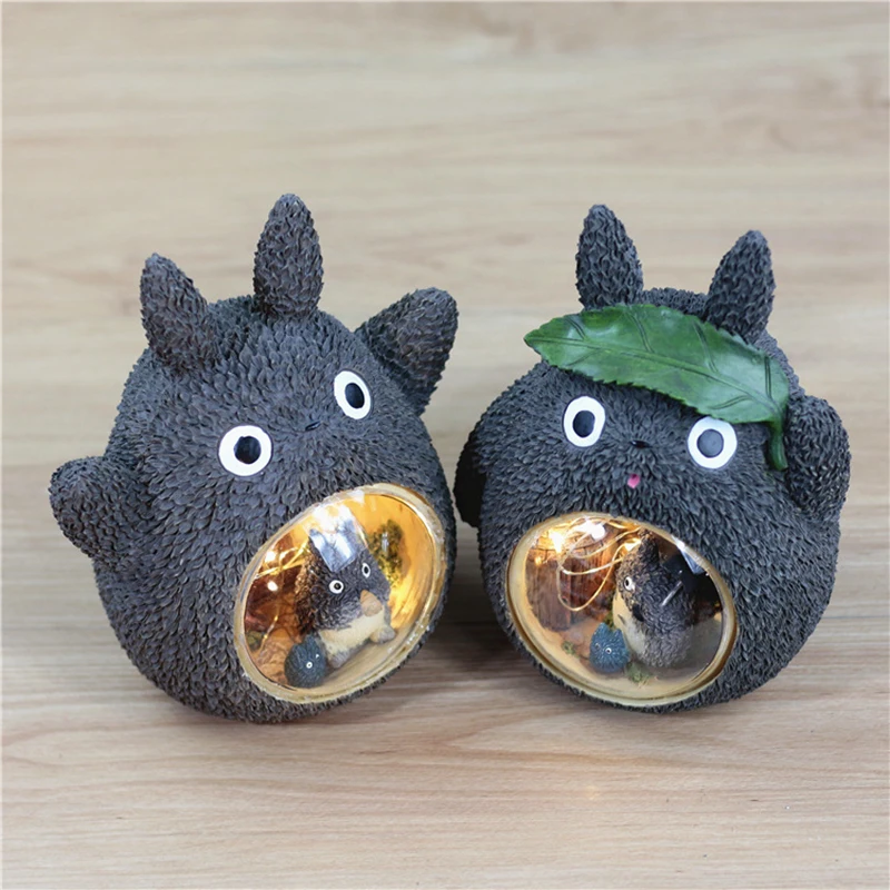 Полимерные Мультяшные ночные светильники для детской спальни листья Тоторо