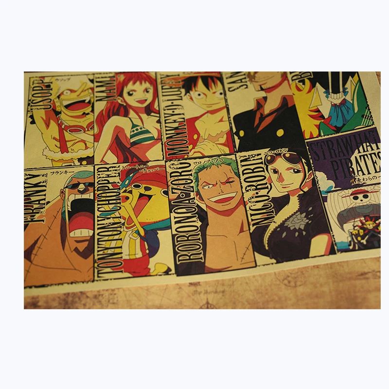 Коллекция аниме персонажей винтажный постер декор для комнаты Луффи наклейки