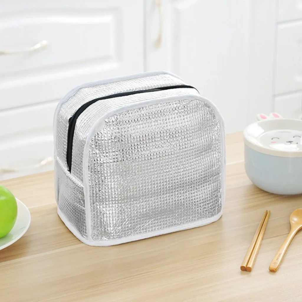 Сумка для хранения еды портативная полосатая Термосумка обедов холст контейнер