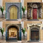 Марокканская занавеска для душа в ванную комнату, антикварный декор для ванной комнаты с аркой, 3d-геометрический дизайн, настенное покрытие, тканевая занавеска s