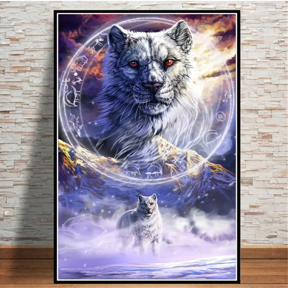 

Magic Snow Wolf Tiger Posters And Prints Blizzard Animal Nordic Wall Art Canvas Painting Picture For Living Room Decoration