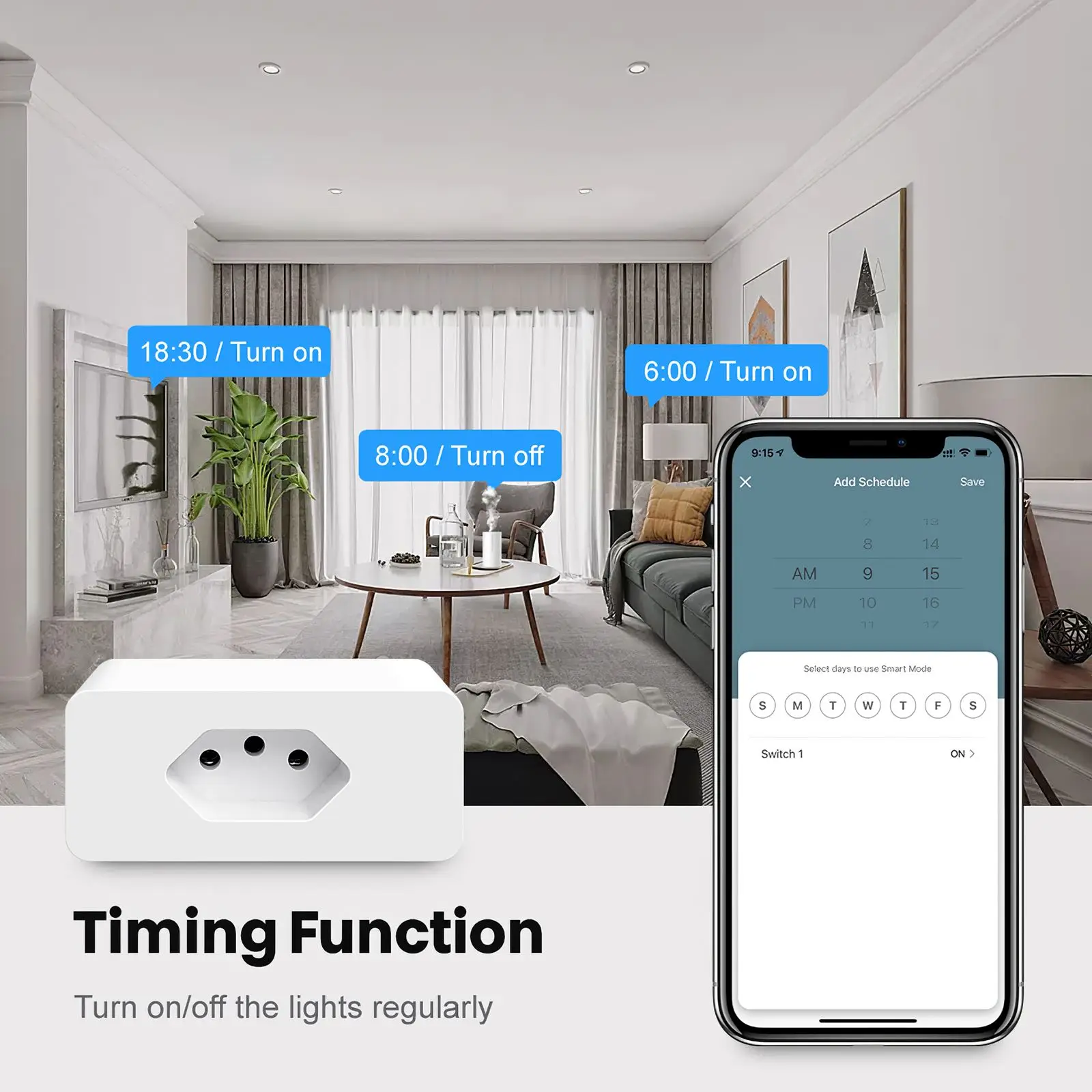 Умная розетка с американской вилкой умная работает совместимым переменным током