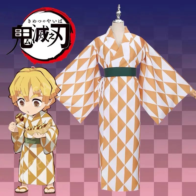 

Летнее кимоно для косплея аниме «рассекающий демонов»/киметсу «no Yaiba Agatsuma Zenitsu», халат, Униформа, костюм на Хэллоуин, бесплатная доставка 2020