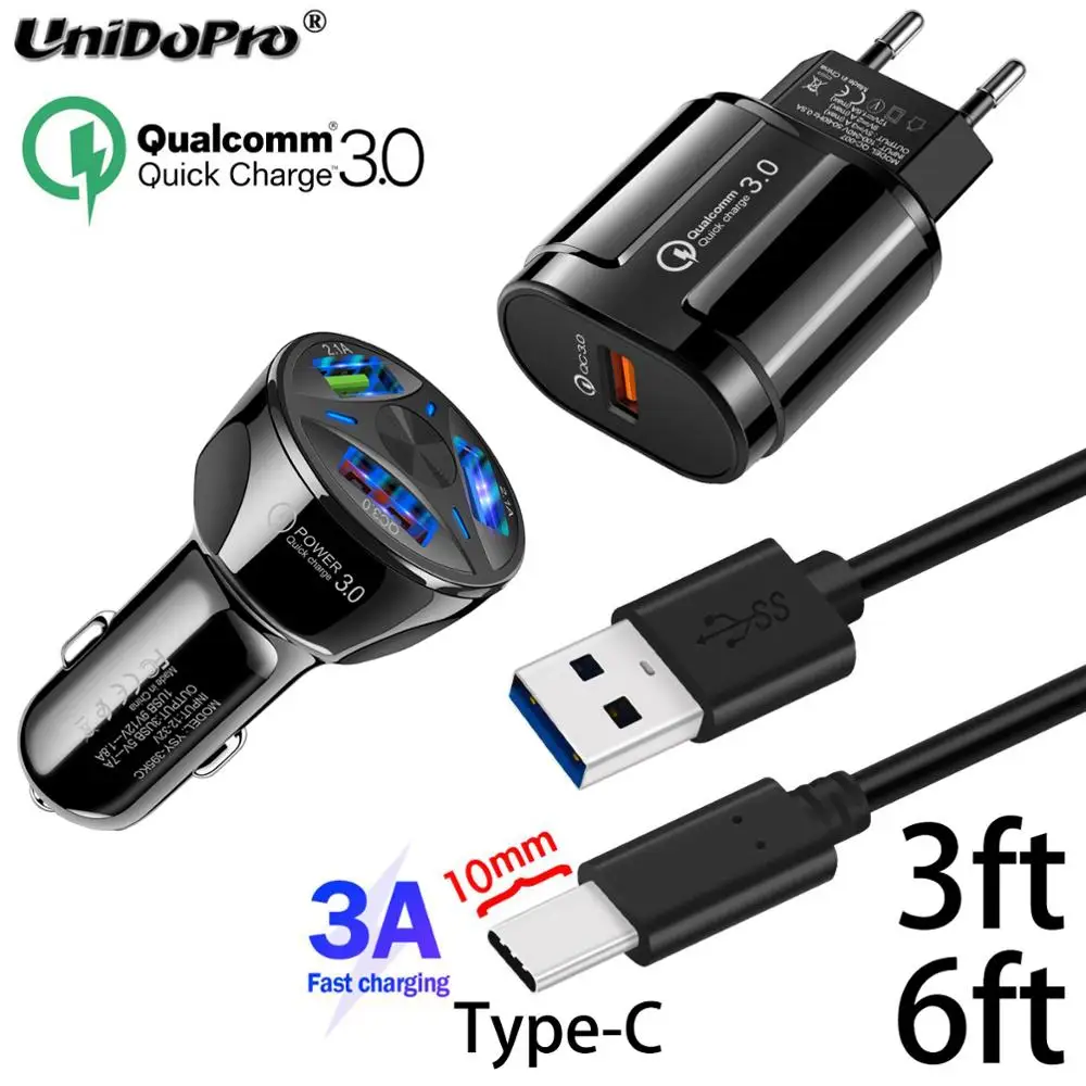 Автомобильное зарядное устройство QC 3 0 длинный наконечник 10 мм кабель типа C Для