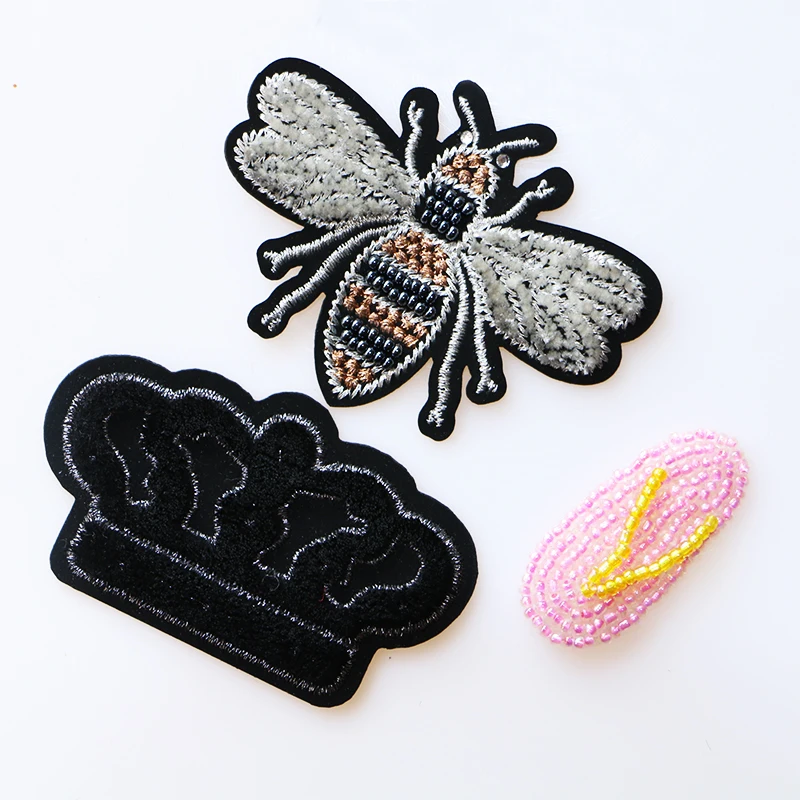 Нашивки-аппликации с героями мультфильмов пчела корона значок тапочек для