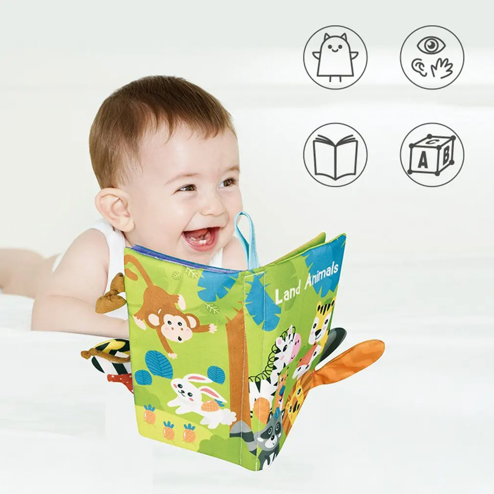 

Animal Tail Baby Cloth Book Soft For Kids Learning Sensory Stimulation Knowledge Training Stereoscopic Cognition