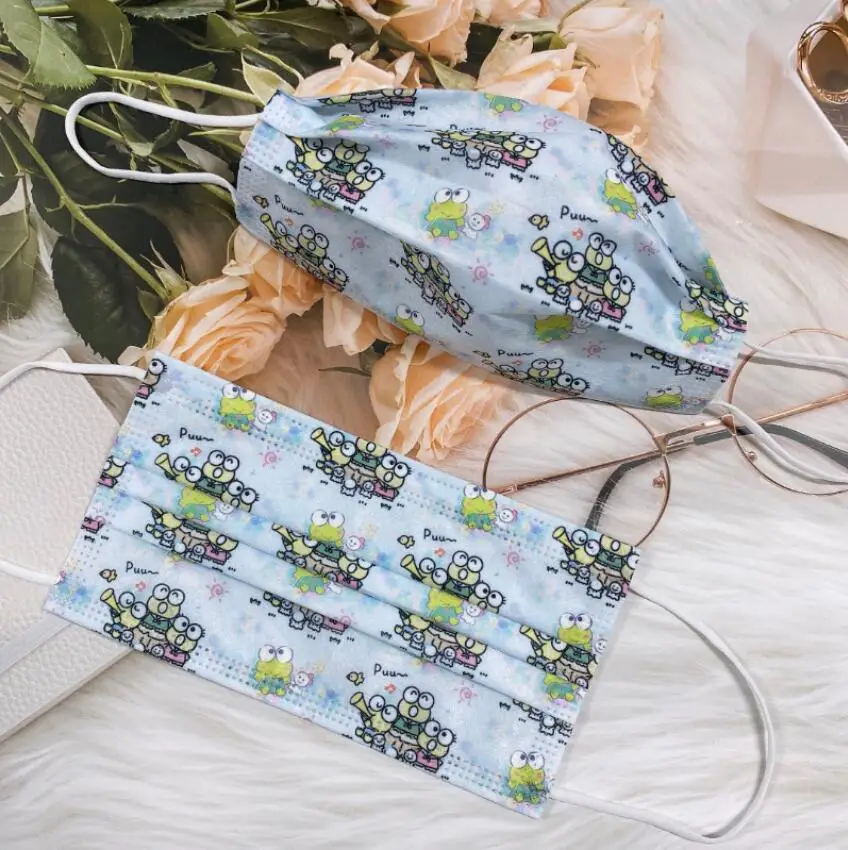 Disposable Face Mask 3-layer Protection for Adults Children student Parent-child Male and Female Printed Frog Patterns Kids | Красота и