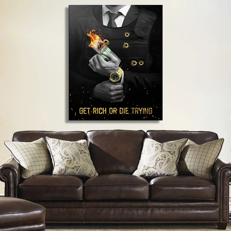 

Wall Art Painting Canvas Become Rich Canvas Painting Home Decor Money Poster Office Decoration Minimalist Picture New Style 2021