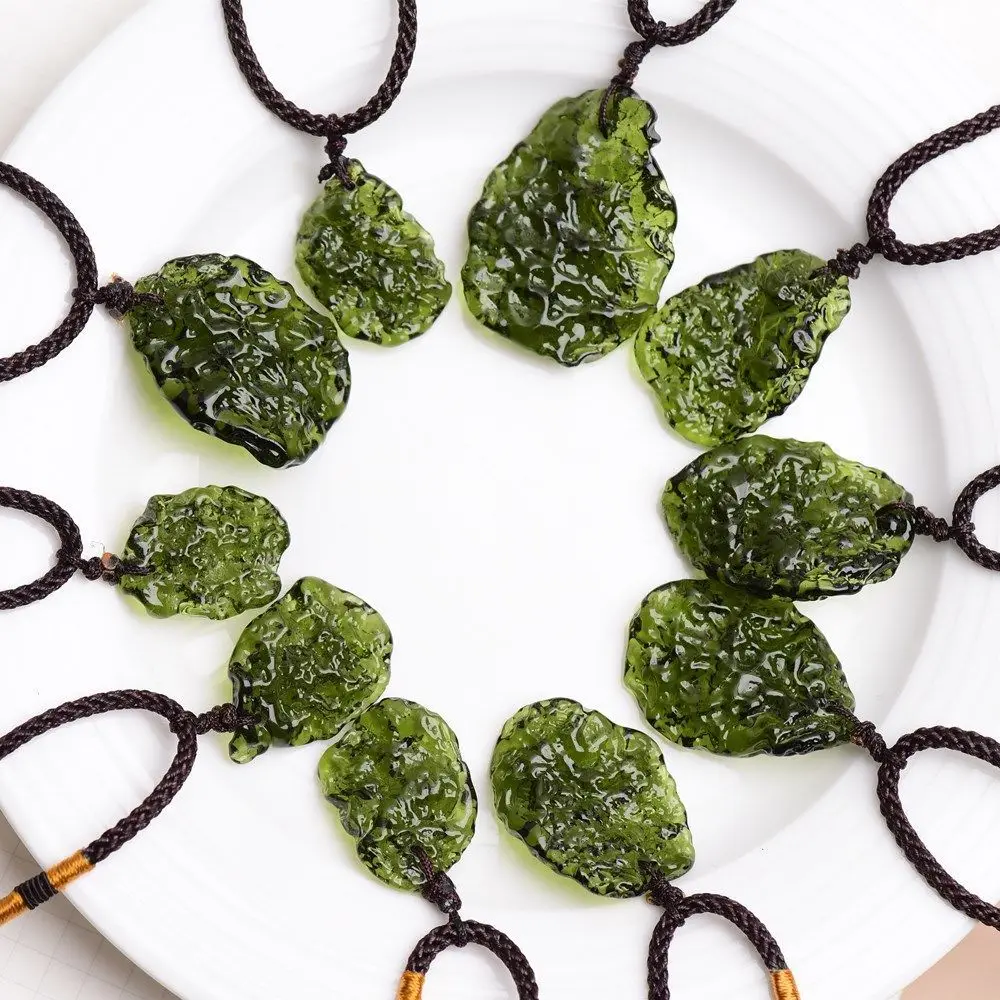 

Natural Meteorite Pendant Czech Glass Meteorite Rough Stone Pendant Necklace Rare Aerolite Falling Stone Party Gift About 5-10g