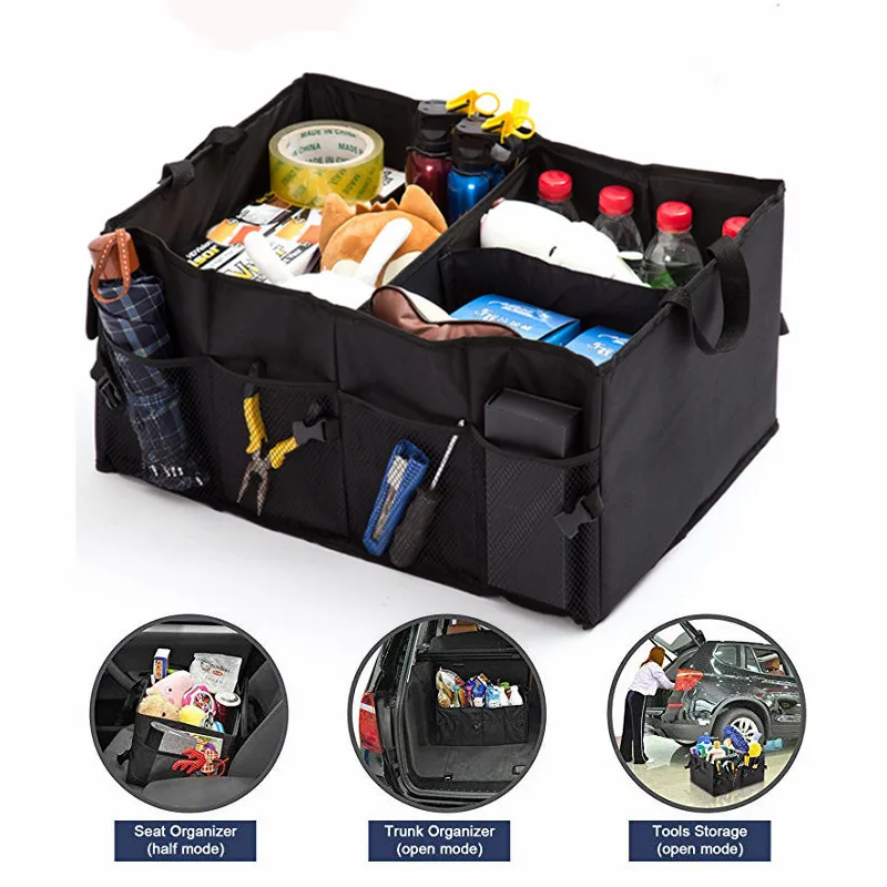 

Car Trunk Storage Organizer Compartment Collapsible Portable Storage Cargo Box for SUV, Auto, Truck - Nonslip Waterproof Bottom