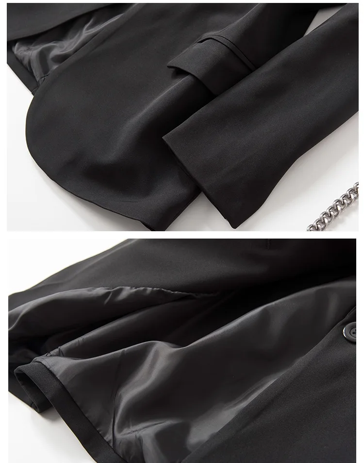 

Women Fashion Black Blazers Gothic Streetwear Hip Hop Suit Coat Spring Autumn Female Jacket Outerwear HY201