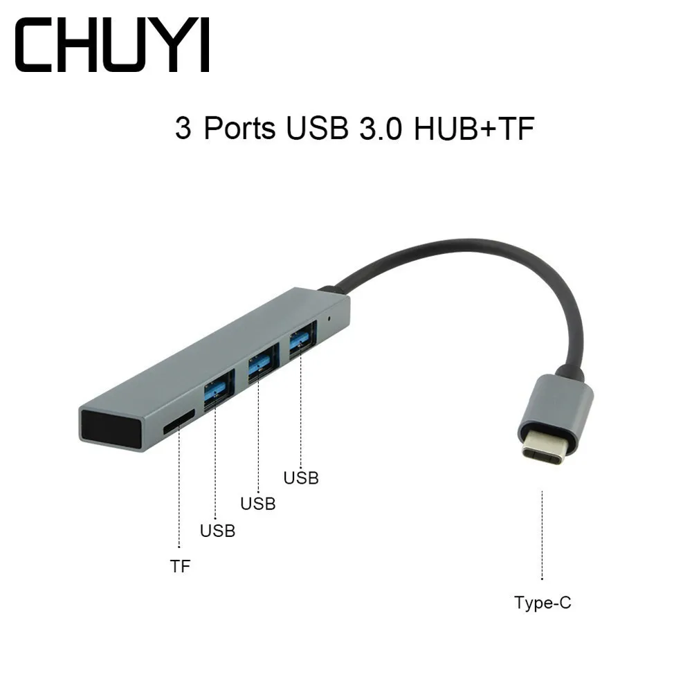 Мульти USB C концентратор 3 порта с TF кард ридер порт 0 Тип 1 переходник разветвитель