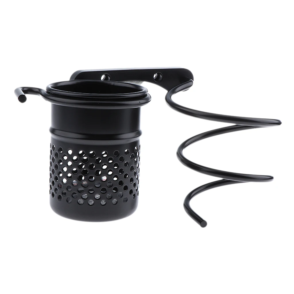 

Aluminum Hair Dryer Holder Wall Mount Spiral Blower Rack W/ Cup for Bathroom