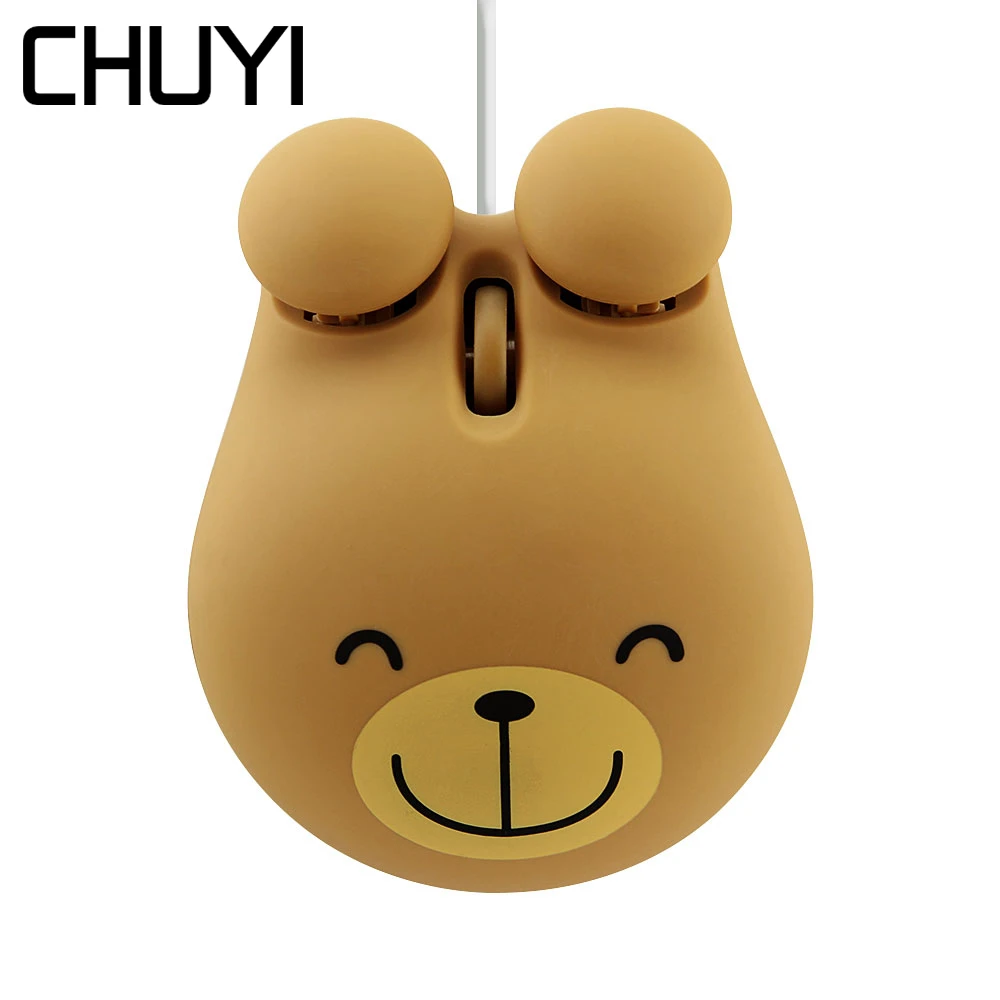 

CHUYI Wired Mini Cute Mouse Cartoon Frog Tiger Bear Design 3D Kids Portable Mause 1600 DPI USB Optical Small Mice For Laptop PC